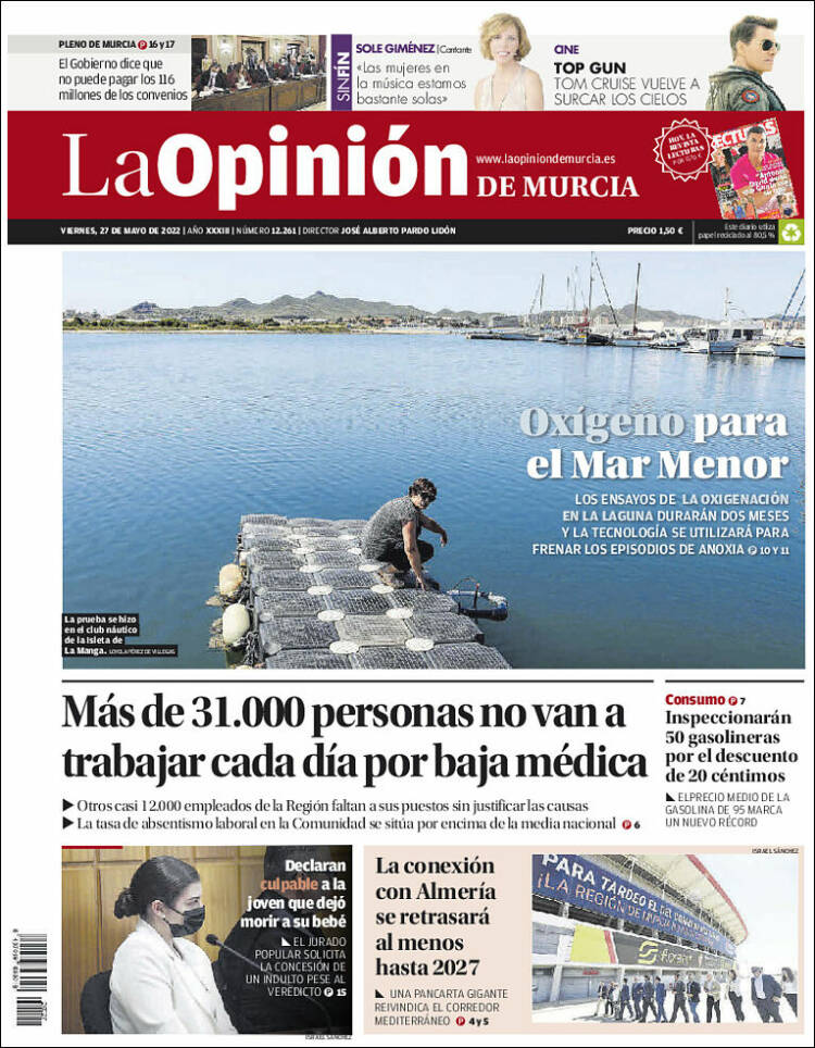 Portada de La Opinión de Murcia (España)