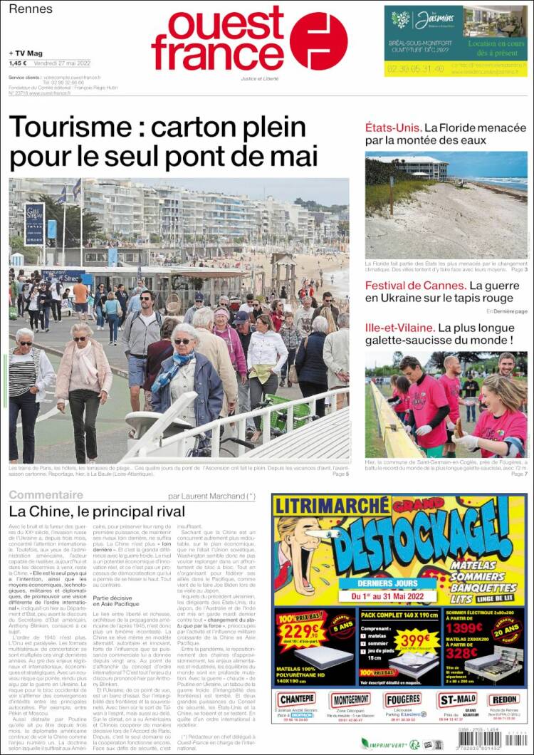 Portada de Ouest France (Francia)