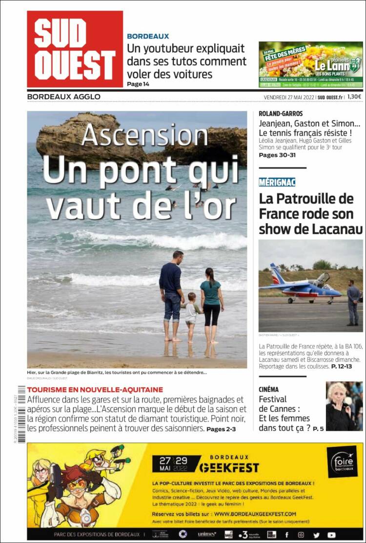 Portada de Sud Ouest (Francia)