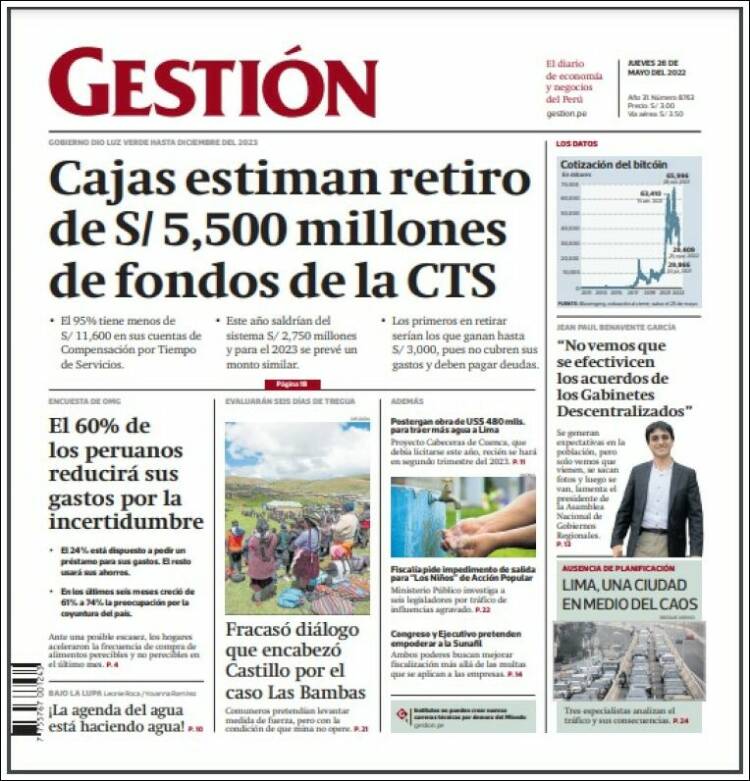 Portada de Diario Gestión (Perú)