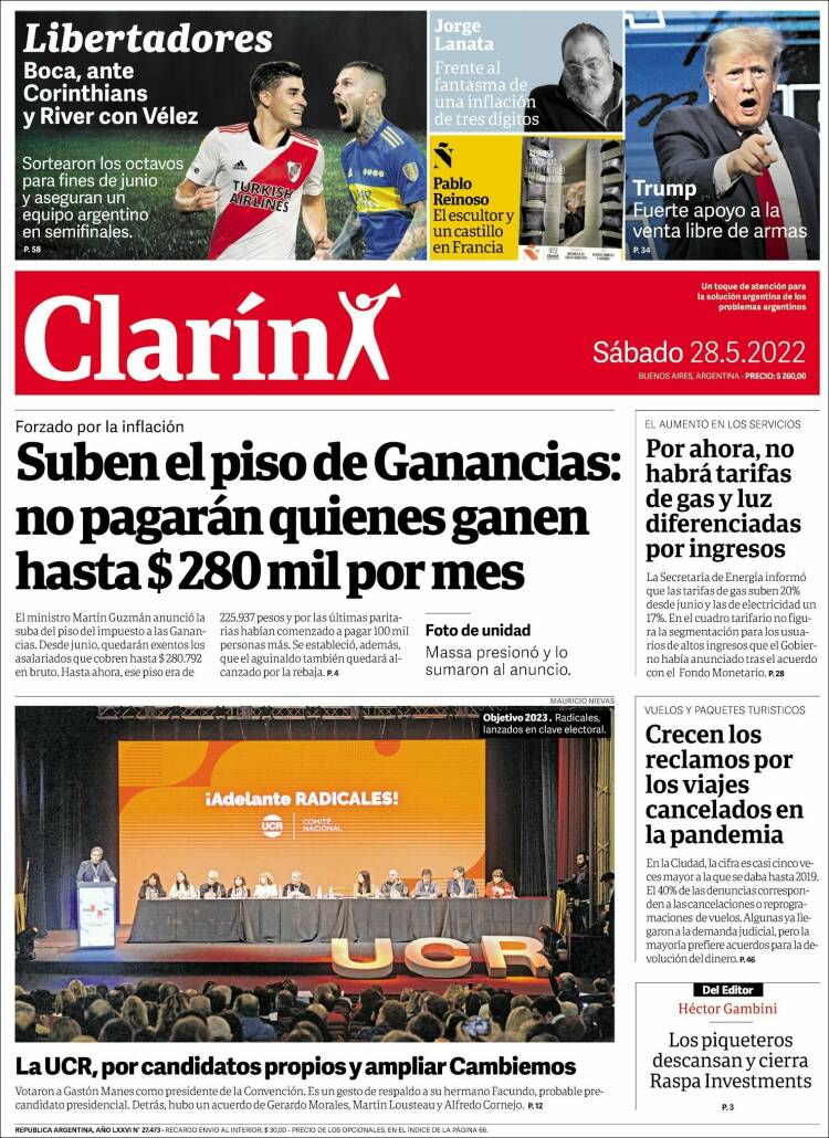 Portada de Clarín (Argentina)