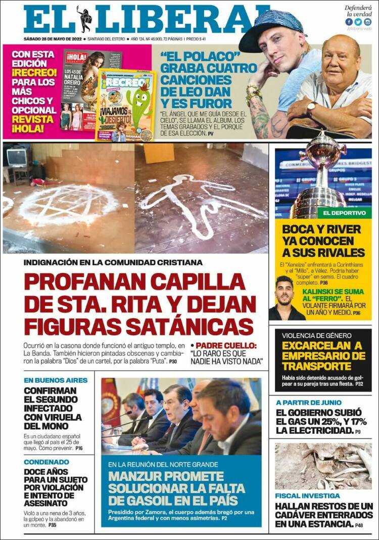 Portada de Diario El Liberal (Argentina)