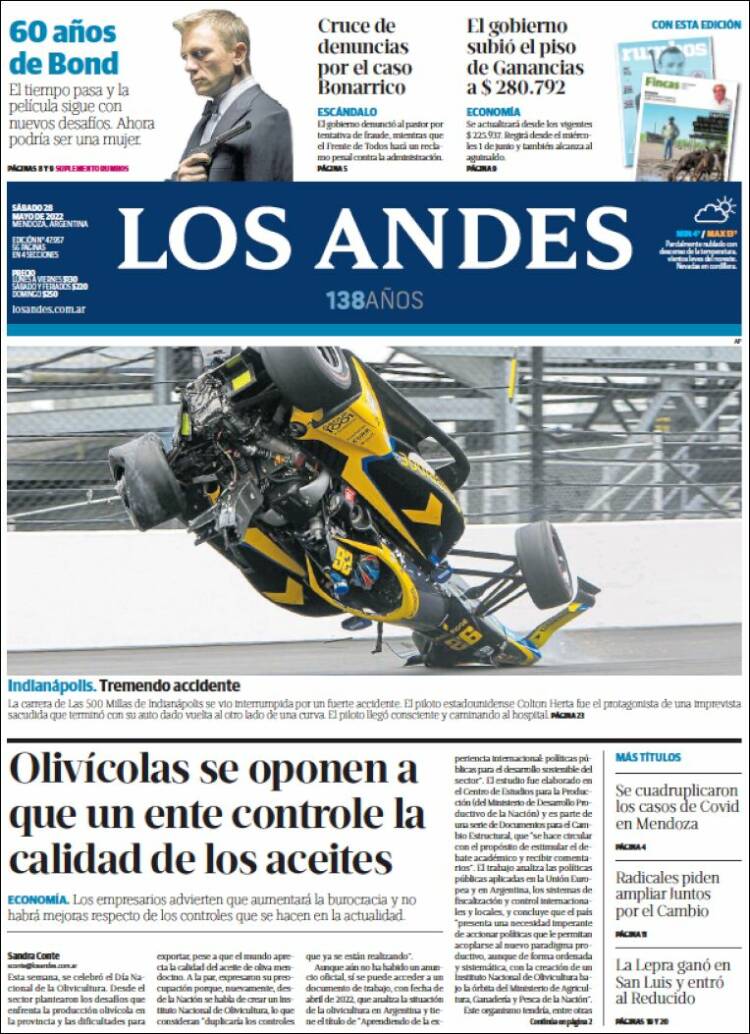 Portada de Los Andes - Mendoza (Argentina)