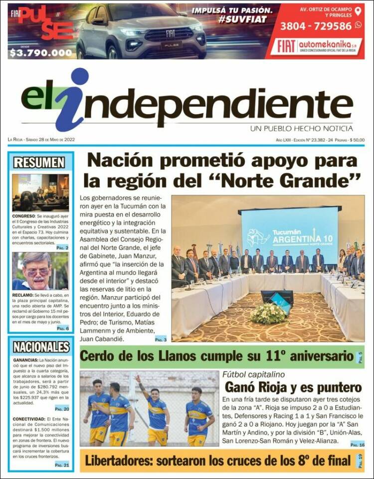 Portada de El Independiente (Argentina)