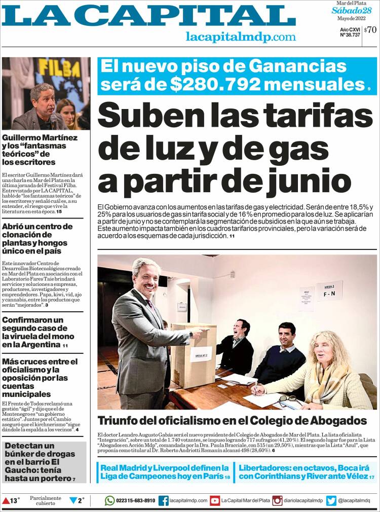 Portada de Diario La Capital - Mar del Plata (Argentina)