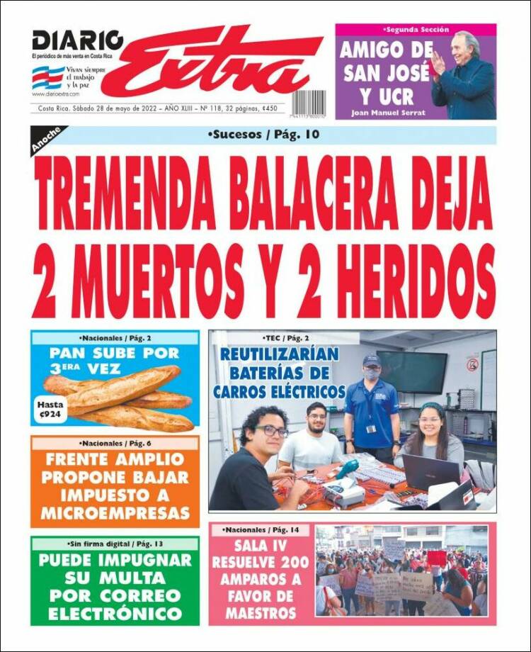 Portada de Diario Extra (Costa Rica)