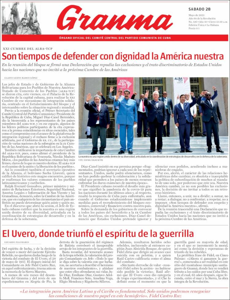 Portada de Granma (Cuba)