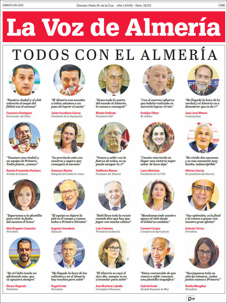 Portada de La Voz de Almería (España)