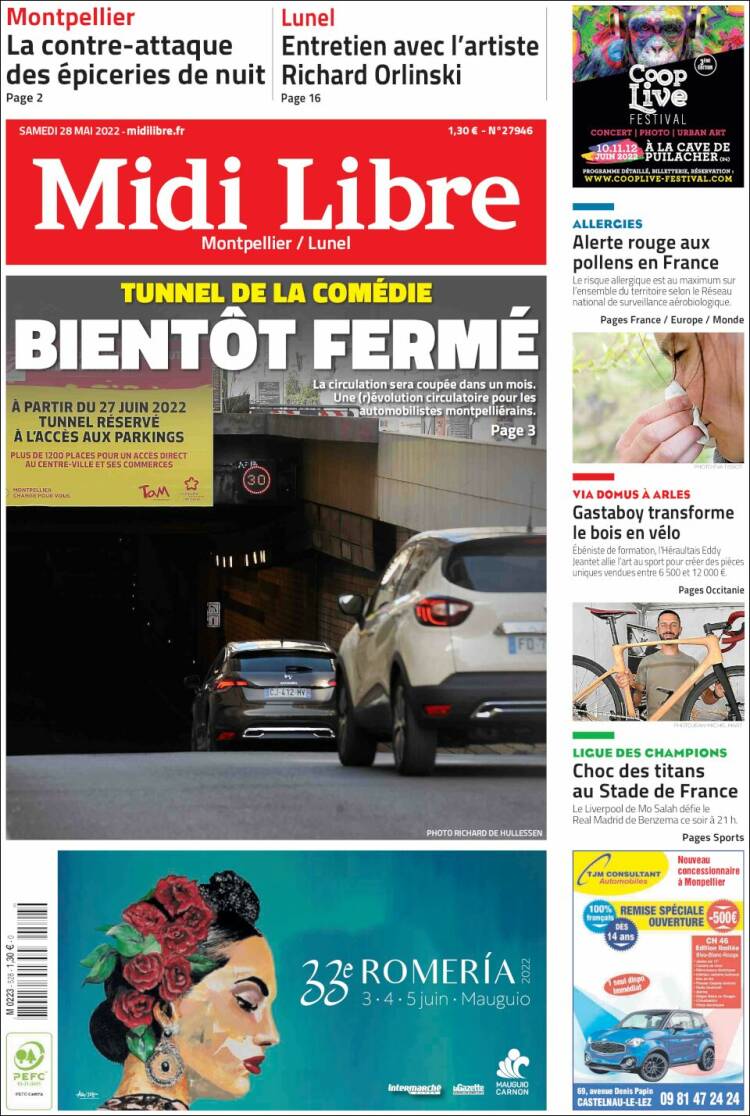 Portada de Midi Libre (Francia)