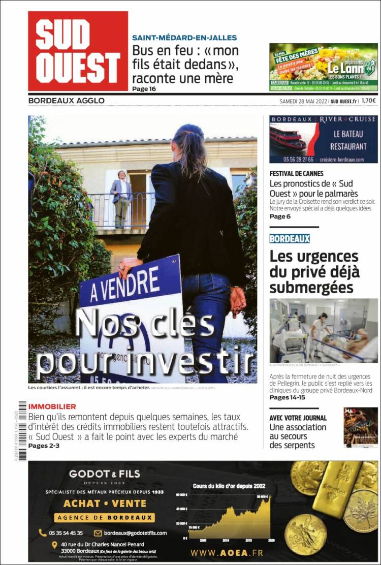 Portada de Sud Ouest (Francia)