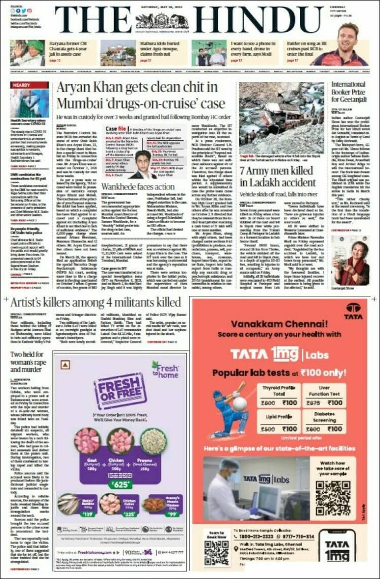 Portada de The Hindu (India)