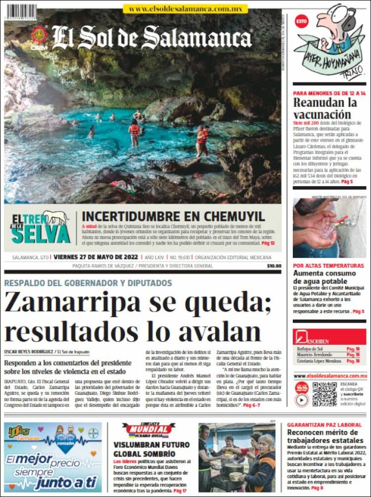 Portada de El Sol de Salamanca (M&eacute;xico)