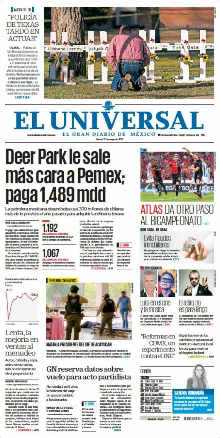 Portada de El Universal (M&eacute;xico)