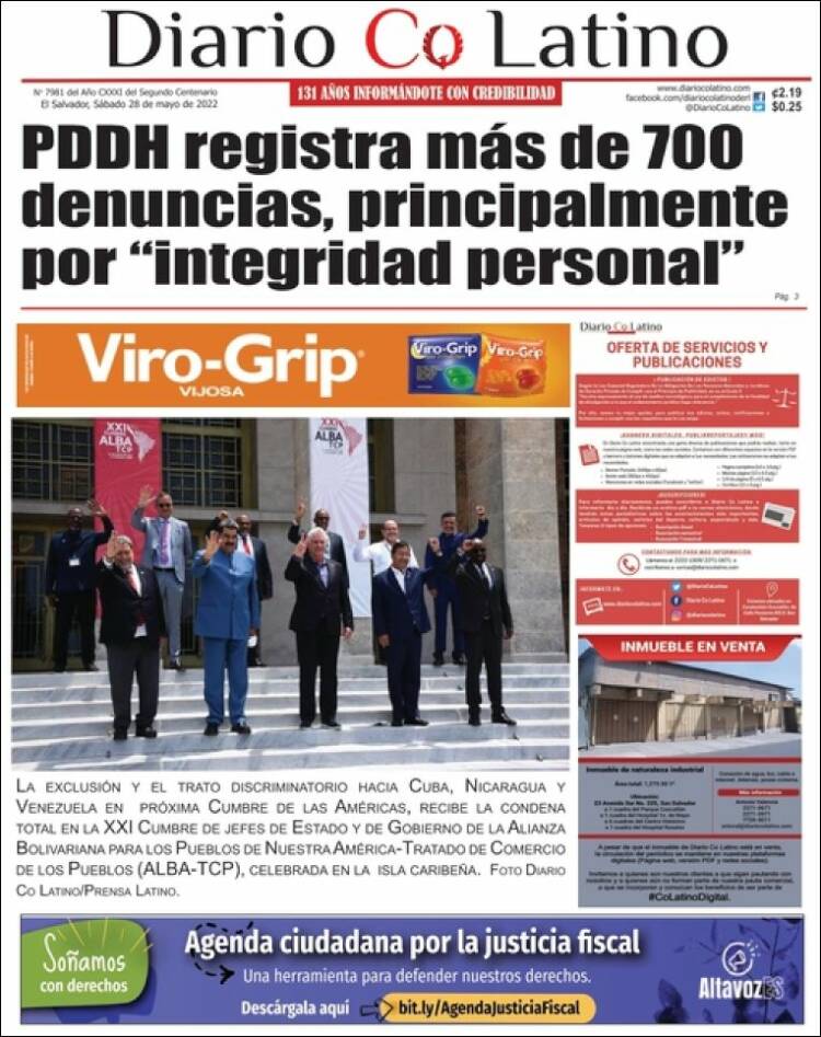 Portada de Diario Co Latino (El Salvador)