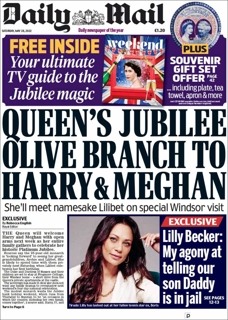 Portada de Daily Mail (Reino Unido)