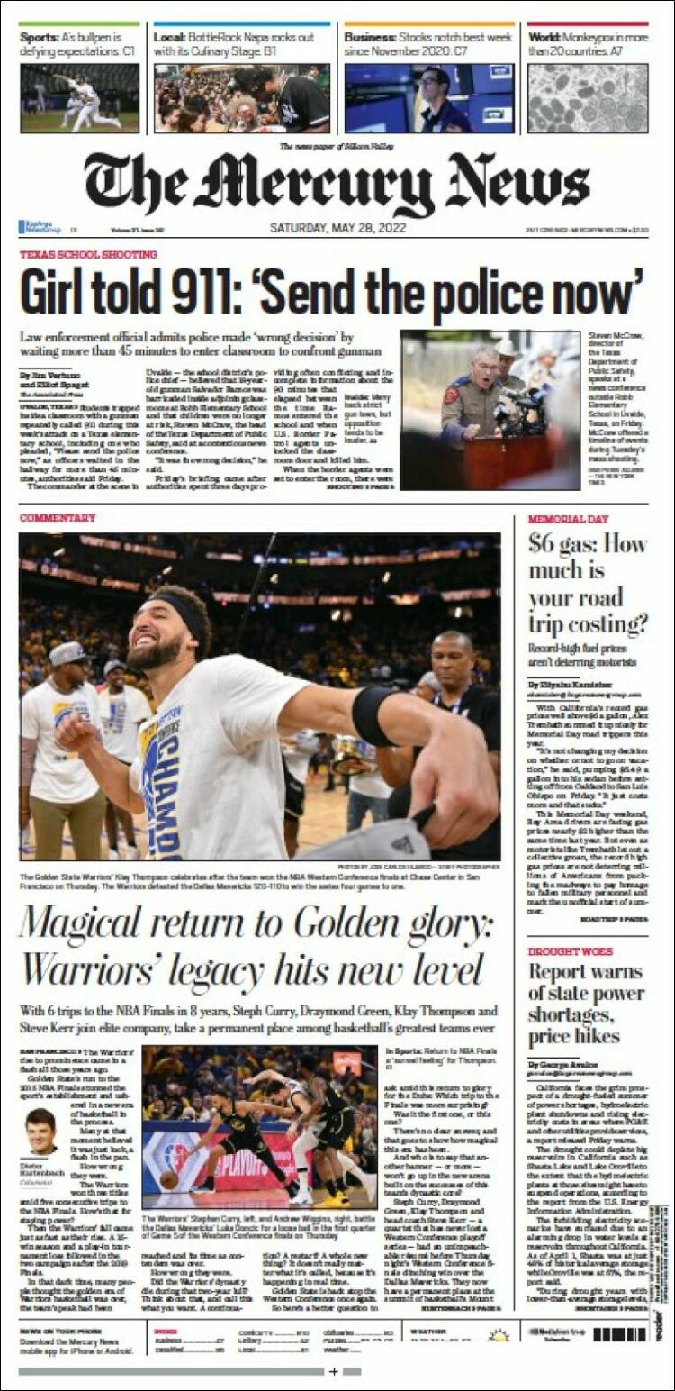 Portada de San Jose Mercury News (USA)