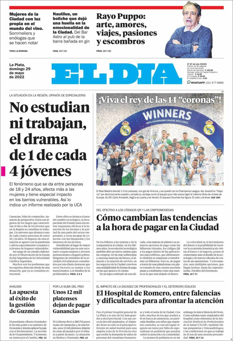 Portada de El Día de la Plata (Argentina)