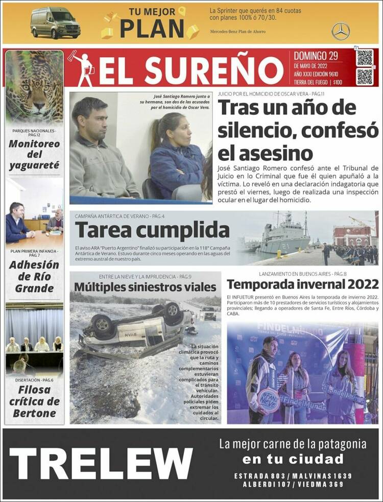 Portada de Diario El Sureño (Argentina)