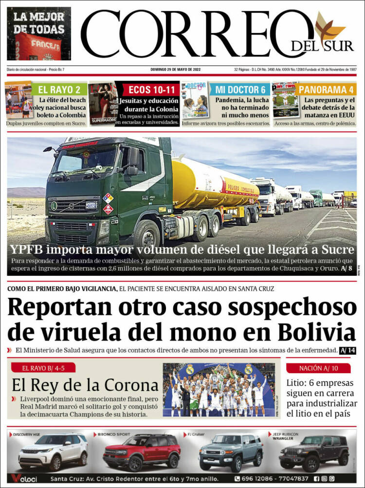 Portada de Correo Sur (Bolivia)