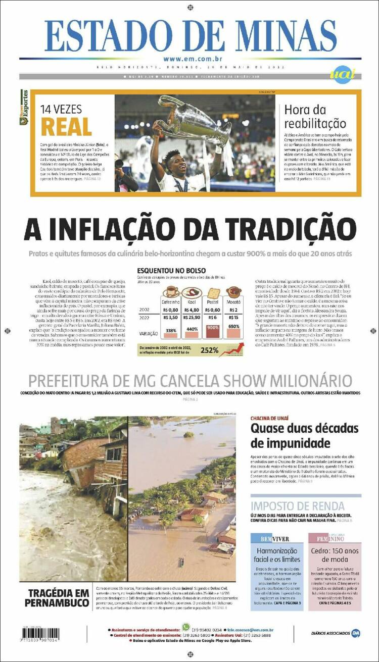 Portada de Jornal Estado de Minas (Brasil)
