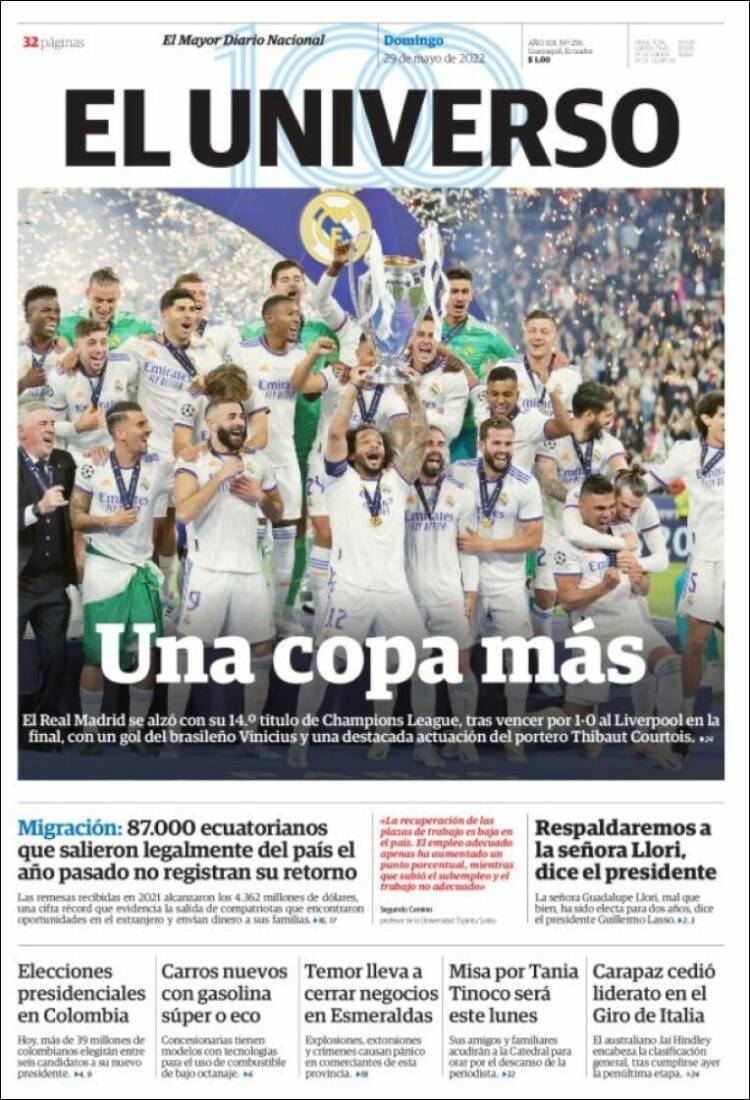 Portada de El Universo - Ecuador (Ecuador)