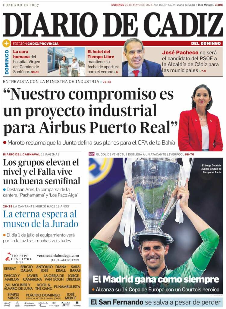 Portada de Diario de Cádiz (España)