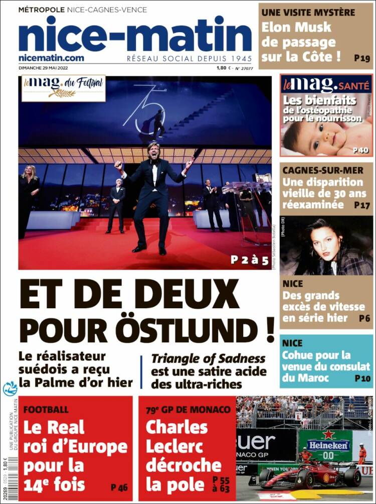 Portada de Nice-Matin (Francia)