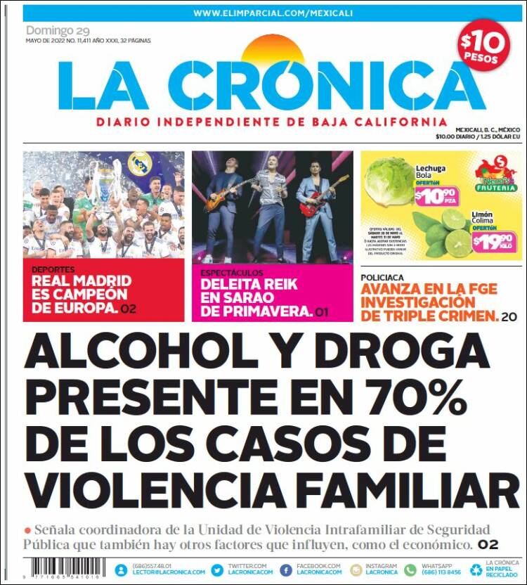 Portada de La Crónica de Baja California (México)