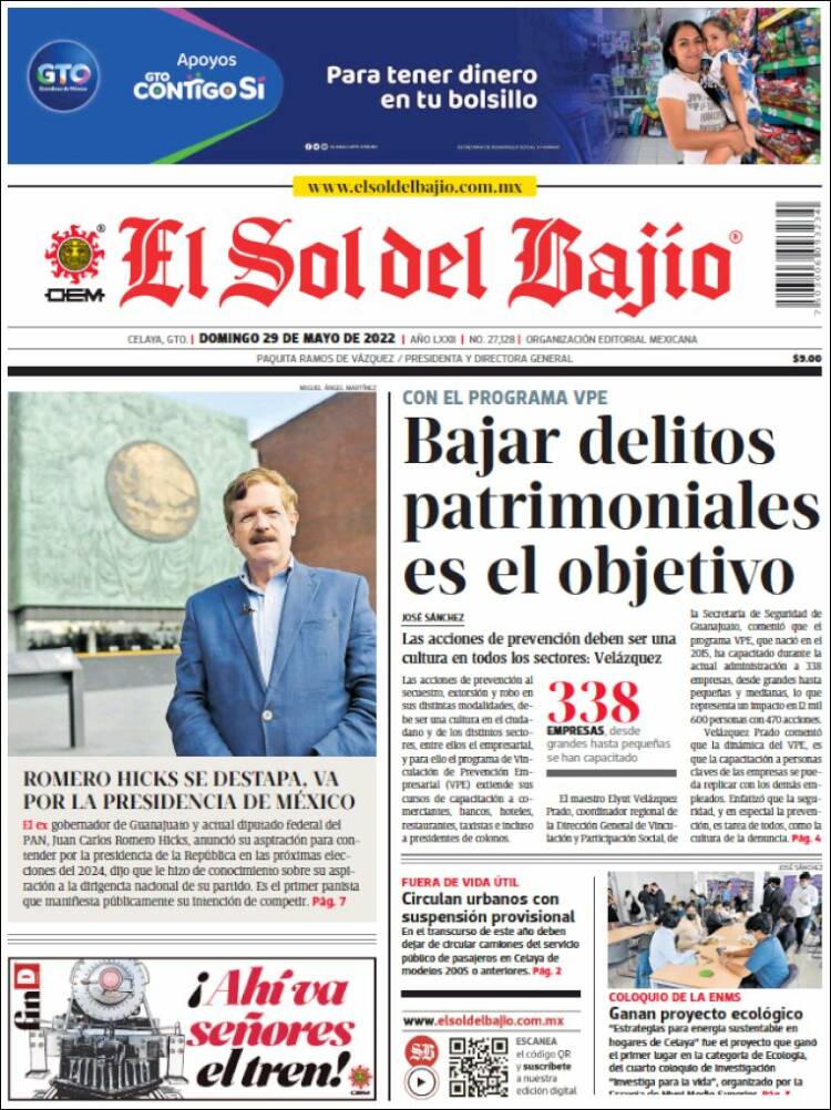 Portada de El Sol del Bajio (México)