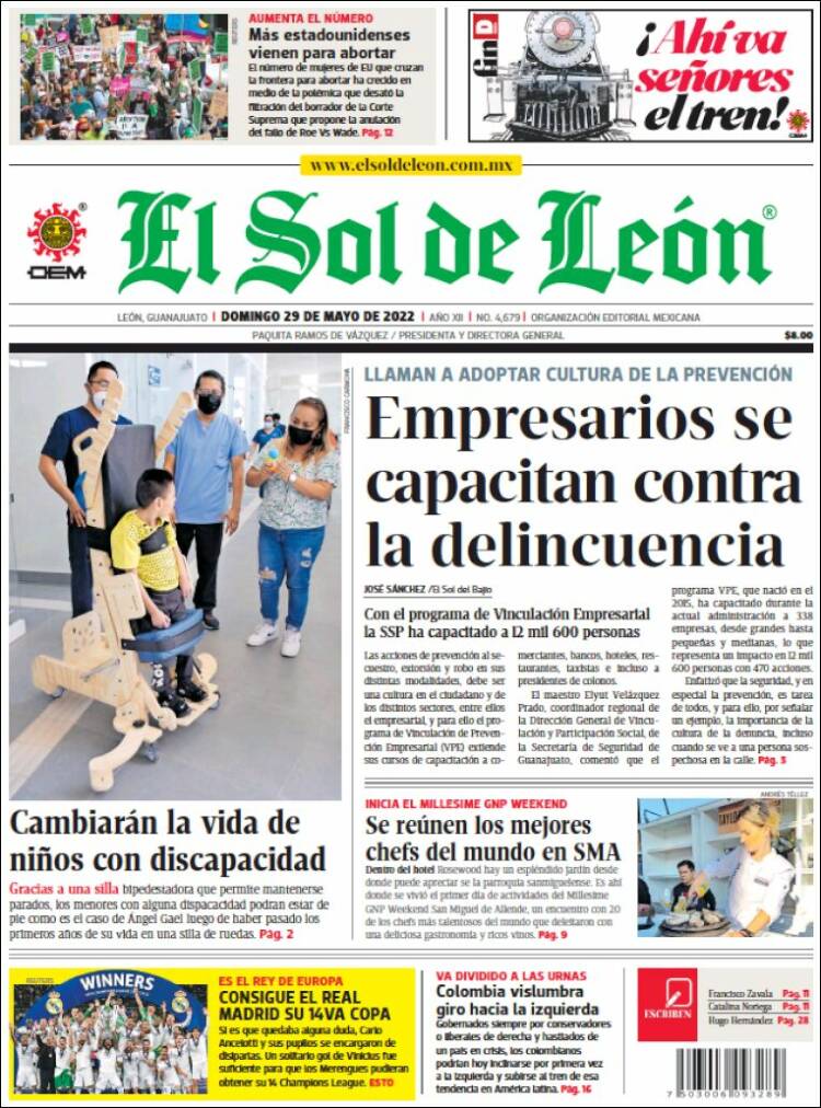 Portada de El Sol de León (México)
