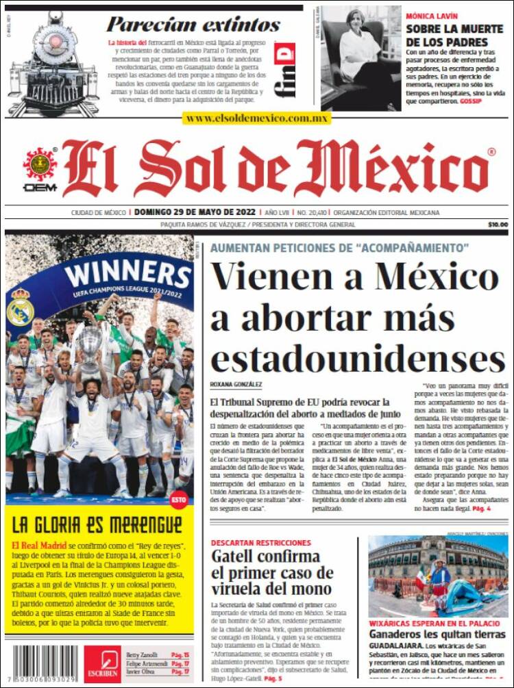 Portada de El Sol de México (México)