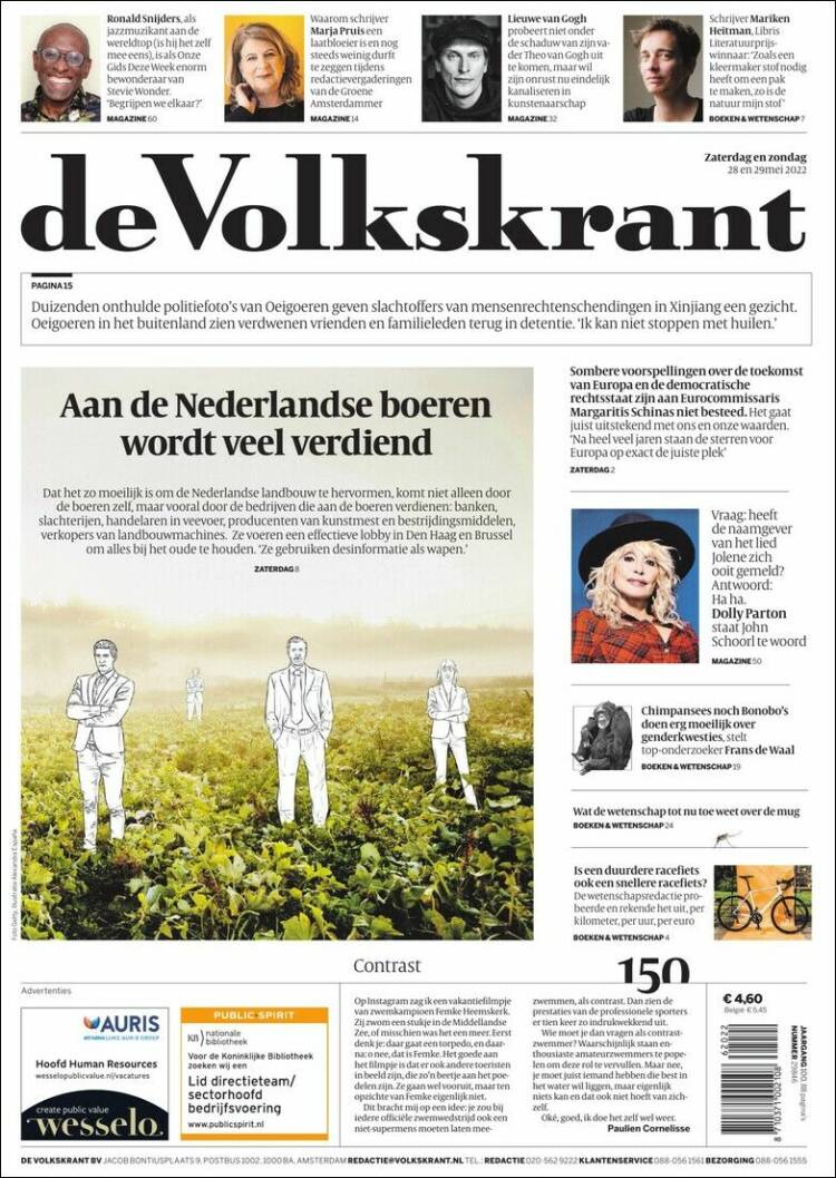 Portada de De Volkskrant (Pa&iacute;ses Bajos)