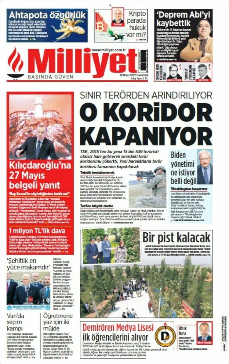 Portada de Milliyet (Turqu&iacute;a)