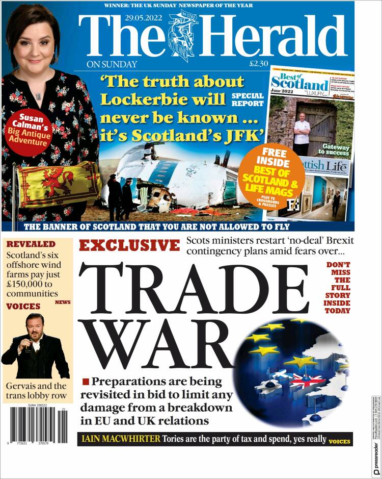 Portada de The Herald (Reino Unido)