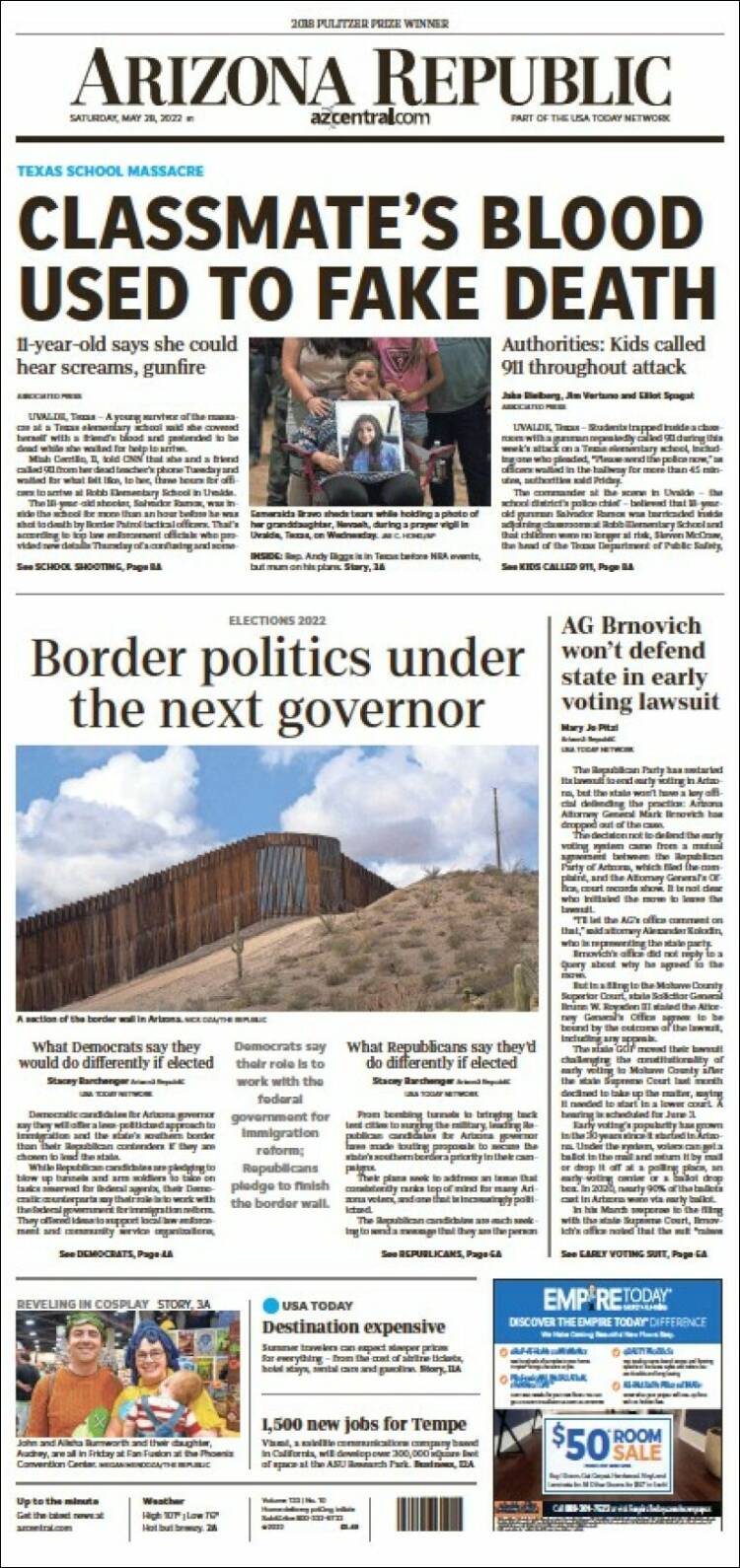 Portada de Arizona Republic News (USA)