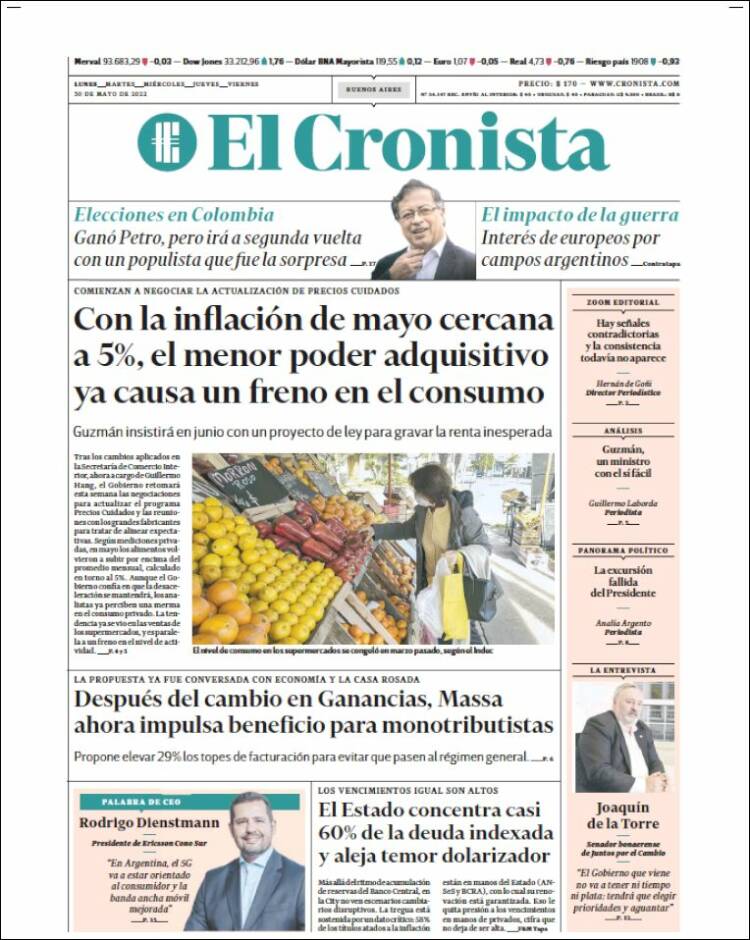 Portada de El Cronista Comercial (Argentina)