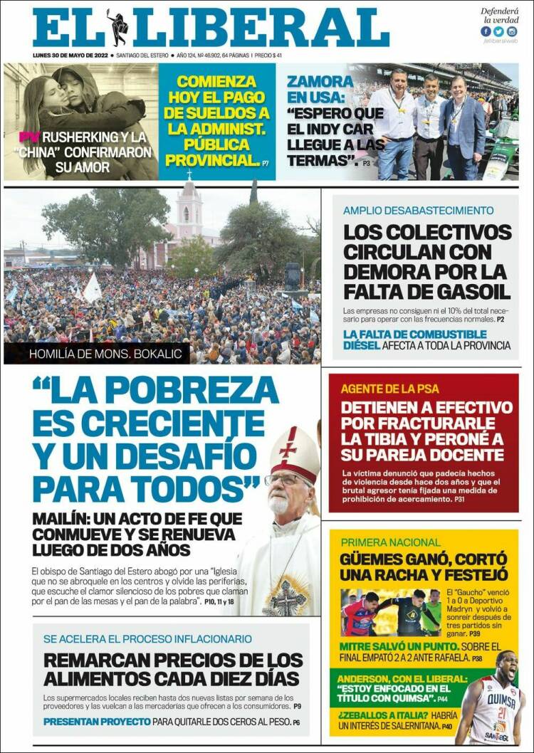 Portada de Diario El Liberal (Argentina)