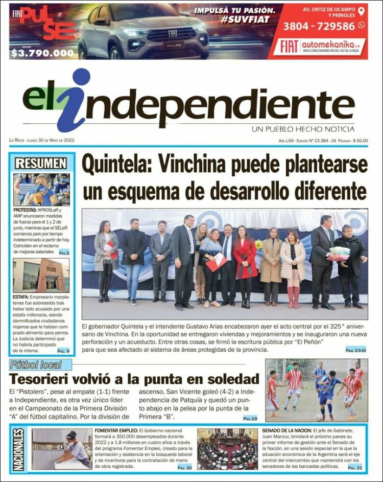 Portada de El Independiente (Argentina)