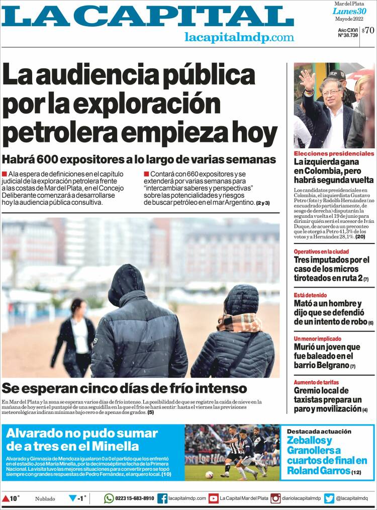 Portada de Diario La Capital - Mar del Plata (Argentina)