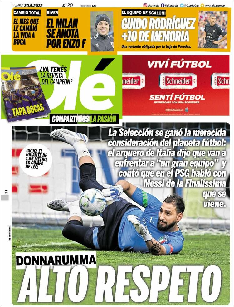 Portada de Olé (Argentina)