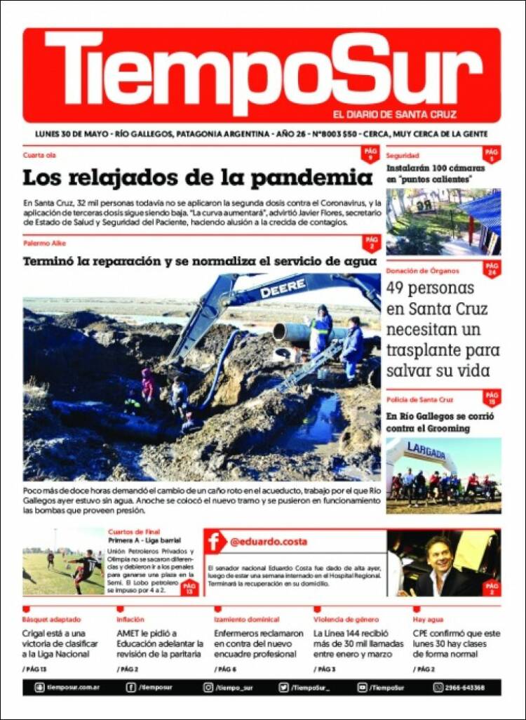 Portada de Tiempo Sur (Argentina)