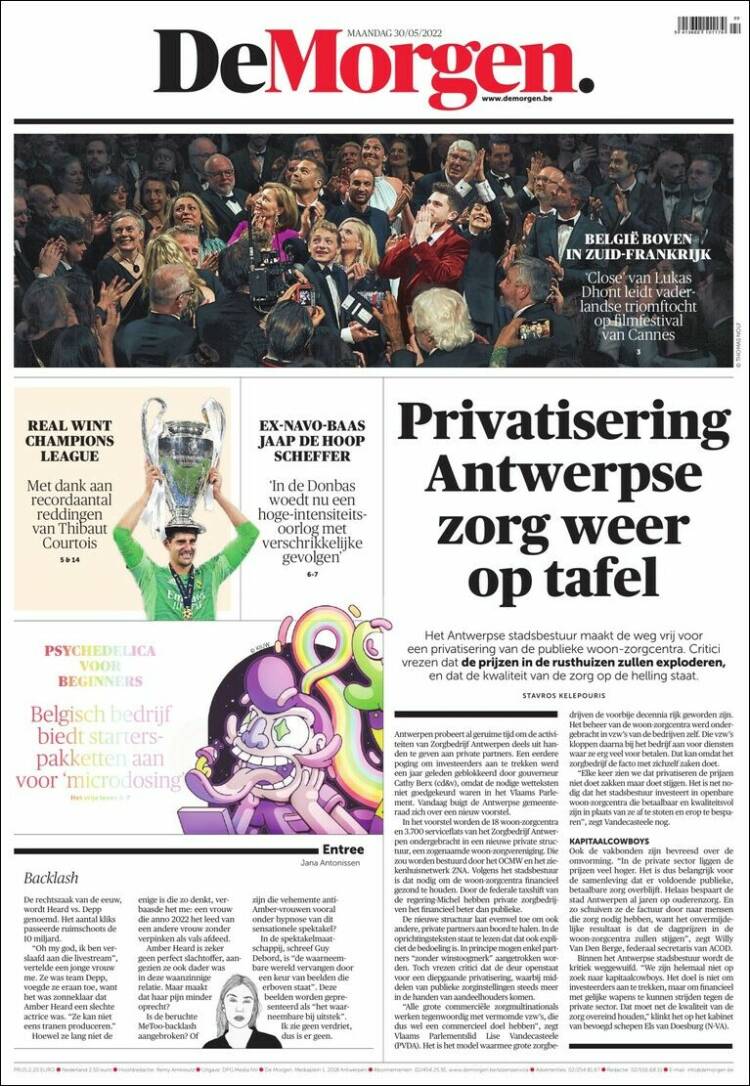 Portada de De Morgen (B&eacute;lgica)