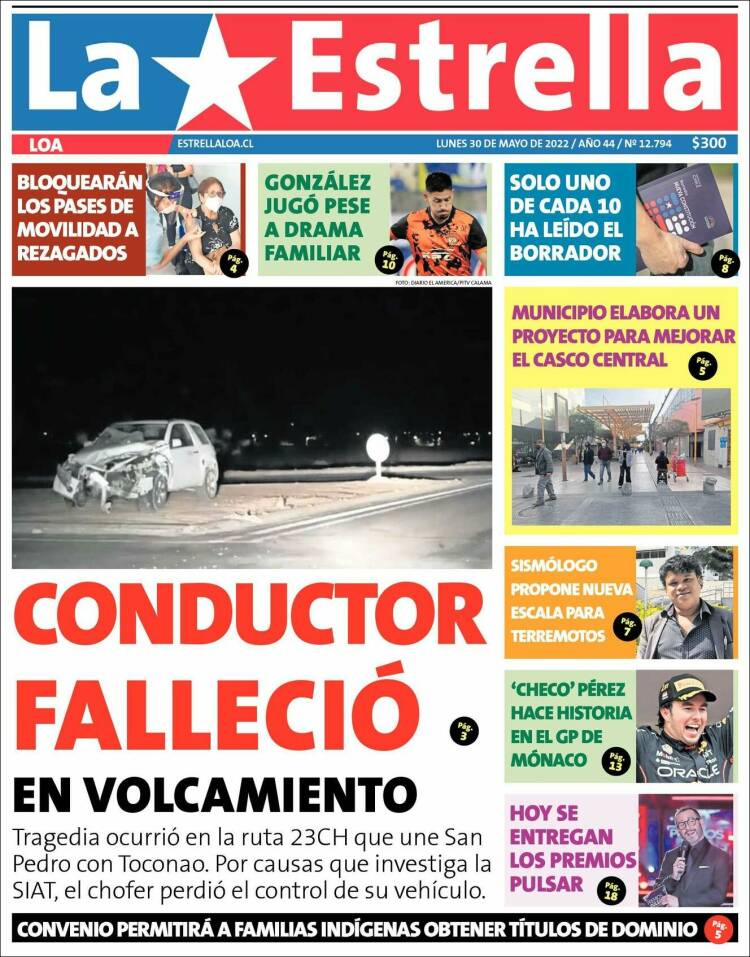 Portada de La Estrella de Loa (Chile)