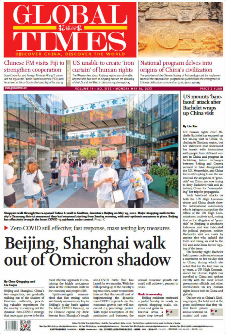 Portada de The Global Times (China)