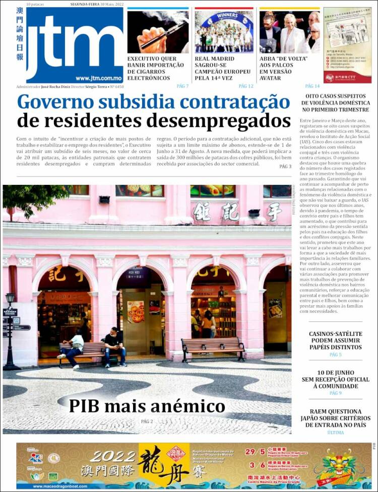 Portada de Jornal Tribuna de Macau (China)