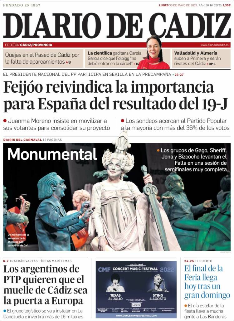 Portada de Diario de Cádiz (Espa&ntilde;a)