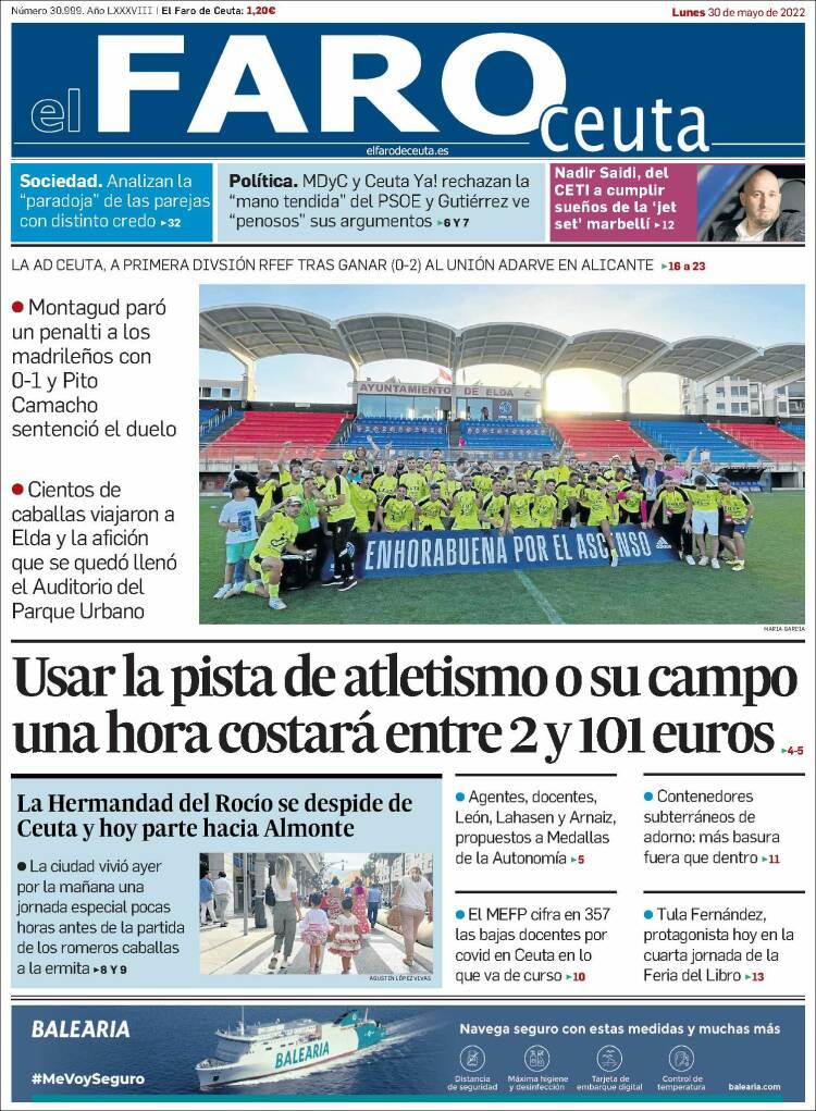 Portada de El Faro de Ceuta (Espa&ntilde;a)