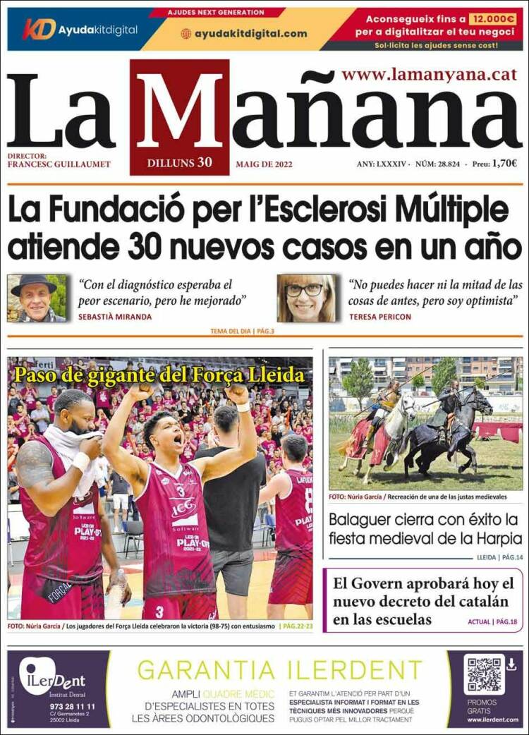 Portada de La Mañana - Diari de Ponent (Espa&ntilde;a)