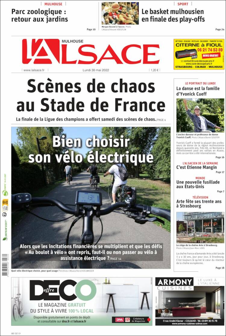 Portada de Journal L'Alsace (Francia)