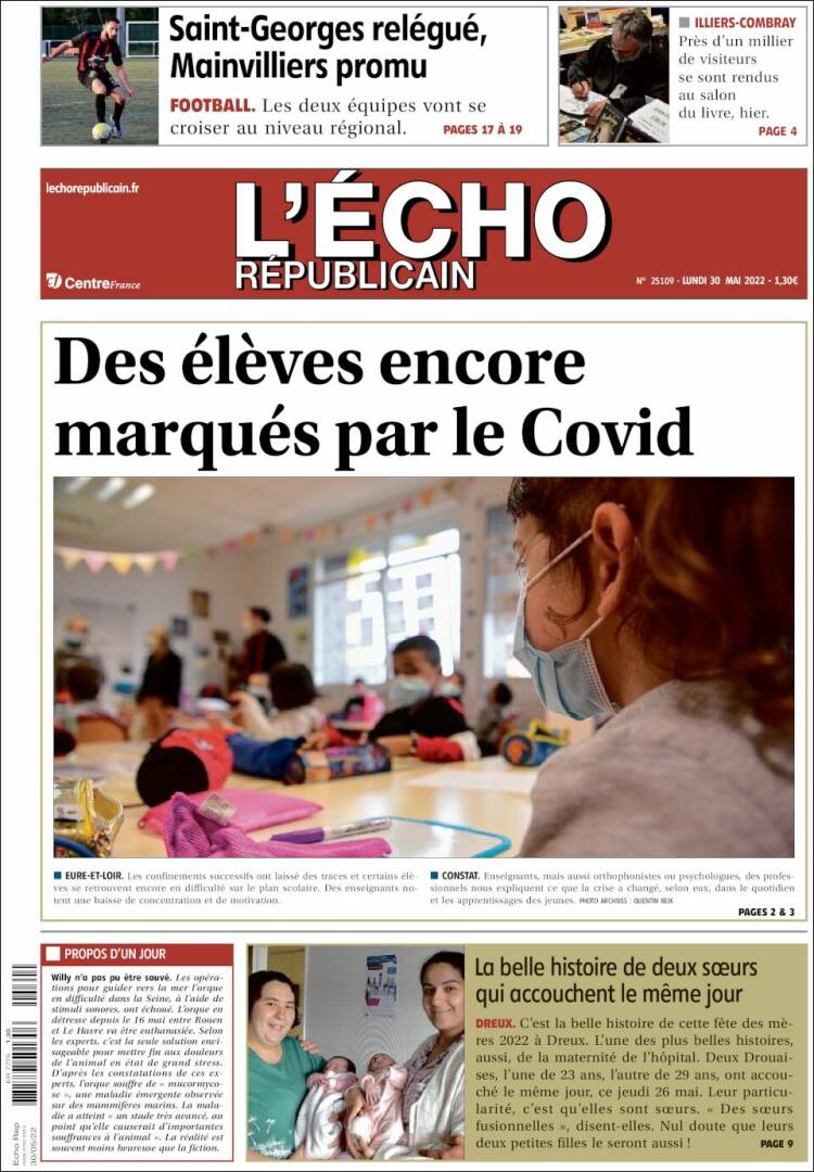 Portada de L'Echo Républicain (Francia)